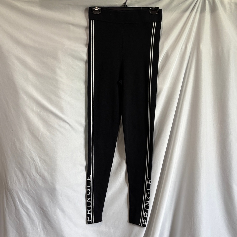 Pringle Black Leggings with White Stripes
